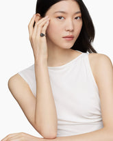 Reverse Set Pavé Pinky Ring in 18K White Gold with Black Diamonds, 14mm